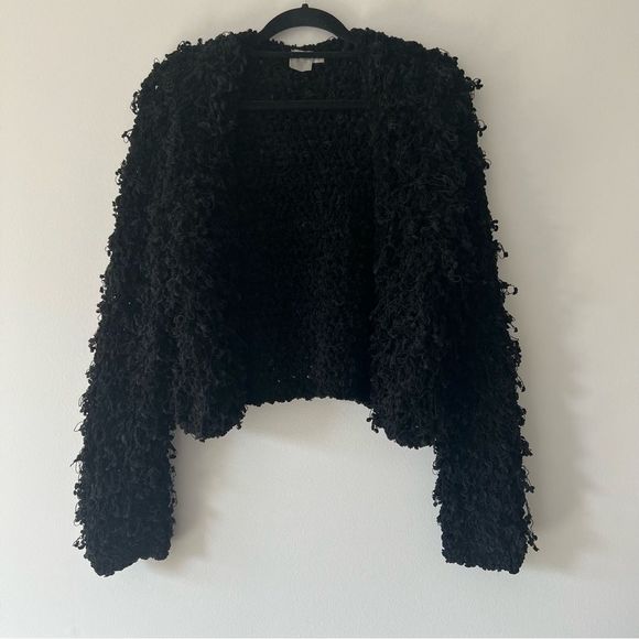ASOS Sweaters - ASOS Shaggy Black Structured Cardigan Jacket